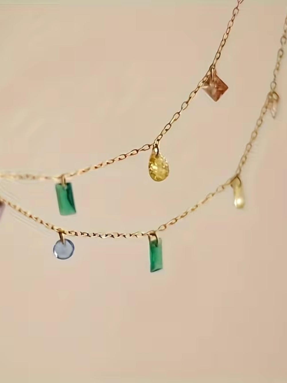 Delicate Gold Multicolor Charm Necklace - Womens Jewelry